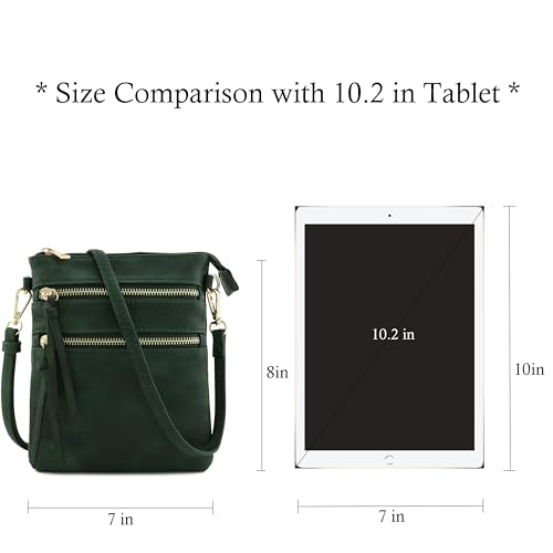 Image of Isabelle Small Lightweight Shoulder Bag for Women, Mini Multi Zipper Pocket Crossbody Handbag with Adjustable strap