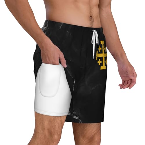 Breathable Men's Swim Crusader Cross of Jerusalem Shorts with Adjustable Waist2