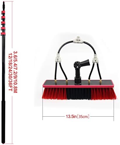 Solar Panel Cleaning Brush and Pole,Water Fed Window Cleaning Pole,Water Fed Cleaning System, Aluminum Outdoor Window Cleaner,7.2M/24FT