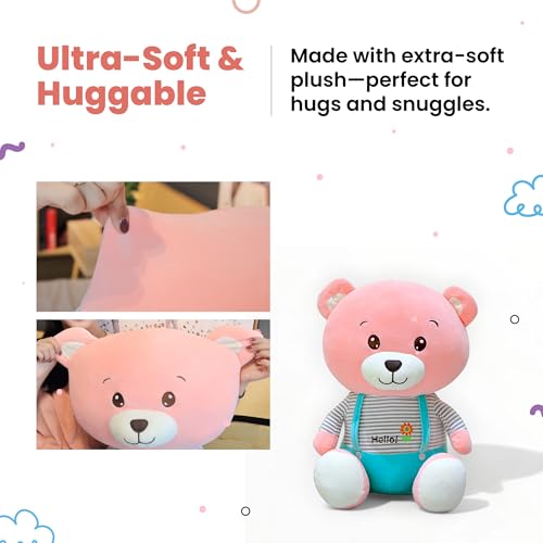 Image of Rudy's Pink Teddy Bear| Soft Toy for car Back Side| Soft Toy for Baby Girl | Teddy Bear Birthday Gift | 35cm | Soft Toys in Minimum Price| Stuffed Animal| Soft Toys for car Dashboard