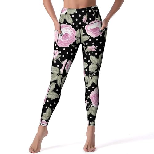Flor Lunares Leggings Deportivos Mujer Pantalones Yoga Cintura Alta Mallas Deporte Largos Leggins S