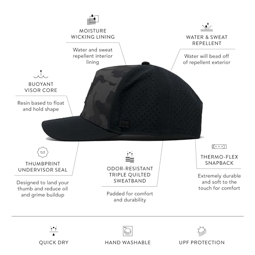 Image of melin Odysea Stacked Hydro, Snapback Hats, Water-Resistant Baseball Caps for Men & Women, Golf, Running, or Workout Hat