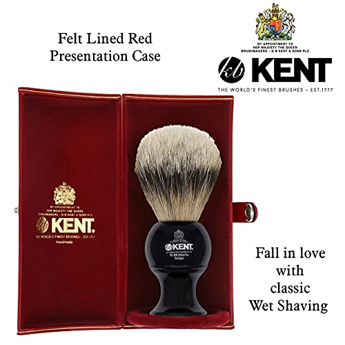 Kent BK8 BLK8 - Pennello da barba, grande, argento...