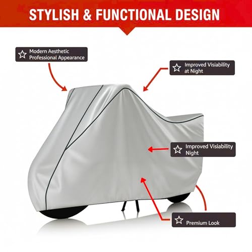 Image of Motorcycle Scooty Body Cover for Outdoor Use - Heavy Fabric Water Resistant Two Wheeler Cover with UV, Dust & Rain Protection Compatible for Ola S1 Air