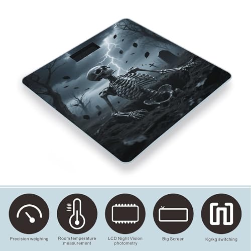Báscula digital de baño con diseño calavera y pantalla LED miniatura 3