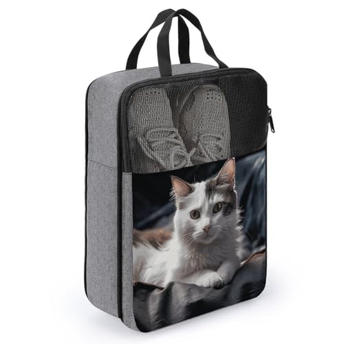 Bolsas de zapatos con asa transpirable y diseño de gato para viajes 3