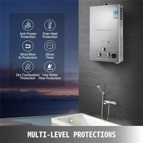 Chauffe-eau au Gaz Propane gpl 6L, 16kW Chauffe Eau Camping Car, chauffe-eau Instantané Sans Réservoir, Modes Hiver et Été, pour le camping, la Caravane et la Maison – vue 4