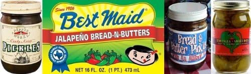 Texas Bread N' Butter (Jalapeno/Hot/Sweet) Pickle Sampler 12-16oz Jars (Variety Pack of 4 Different Varieties)