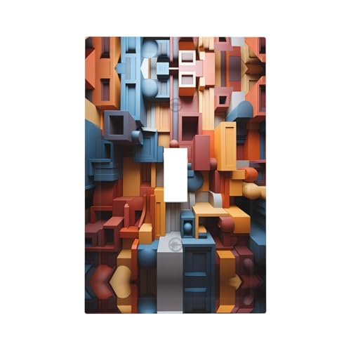 ModernColorful Cube Space - Cubiertas decorativas para interruptores, paneles de pared duraderos para interruptores de luz y enchufe