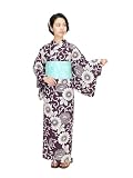 浴衣 レディース 単品 [なごみや] 女物 浴衣 ニュアンスカラー 変わり織り レトロ モダン かわいい 高見え 夏祭り 夕涼み 花火 レディース Free Size 菊唐草_濃紫19