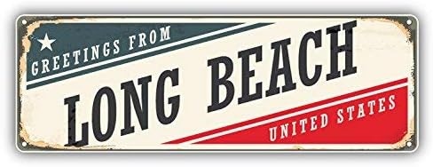 DG Graphics Long Beach Retro Travel Tin Sign Art Decor 6 x 2 pulgadas vinilo adhesivo para pared ventana cualquier superficie lisa