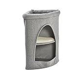 Max & Marlow 2-Level Cat Condo 27.5' | Modern Cat Furniture to Fit in Corners | Space-Saving, Compact Design for Small Cats and Kittens,Gray,4070501