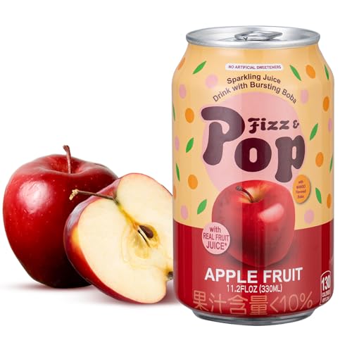 NÜLIFE Fizz & Pop Mango Popping Boba with Sparkling Apple Juice – Bursting Pearls with Real Fruit Juice – Ready to Drink, No Artificial Sweetener, Refreshing & Tropical, Vegan – 11.2 Fl Oz Cans (1 Pack)