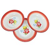Sewroro 3 Platos Redondos Esmaltados Vintage de 20 Cm, Vajilla para Servir Comida y Frutos Secos, Contenedores Resistentes para Hogar, Restaurante y Reuniones Familiares