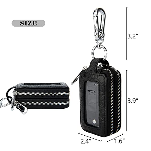 Aiqudou Double Deck Car Key Fob Bag -Leather Car Key Holder Universal Touch Screen Zipper Key Pouch Car Keychain Leather Key Holder #TOP1