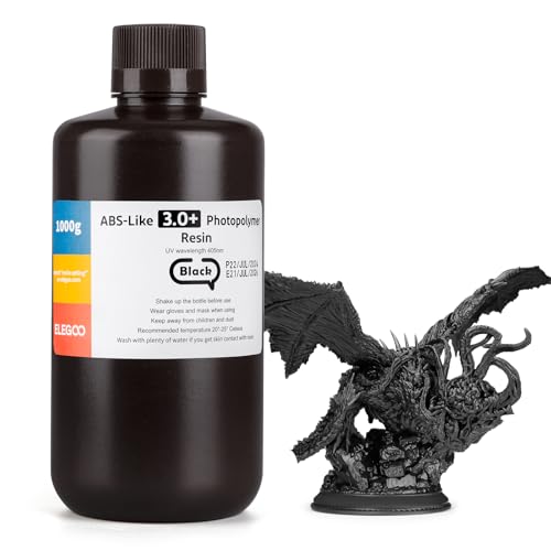 Image of ELEGOO ABS-Like Resin 3.0+, Upgraded 3D Printer Photopolymer Resin, Higher Heat-Resistance Fast Curing High Precision Non-Brittle, Black 1000g