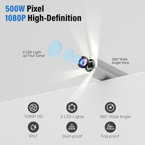 Ohrenschmalz Entferner Otoskop, Morelax 1080P WiFi-Ohrenreiniger, IP67 Wasserdichtes mit 360° Kamera, Ohrendoskop mit 6 LEDs für iPhone, Android, iPad, Erwachsene, Kinder und Haustiere (Schwarz)