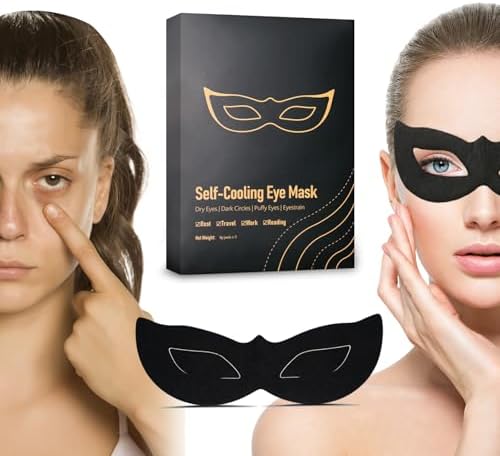 Self Cooling Eye Masks for Migraines, Eyestrain, Puffiness, All-Natural Ingredients, Cold Eye Mask for Travel, Flights, Screen Time, or Overnight Puffiness