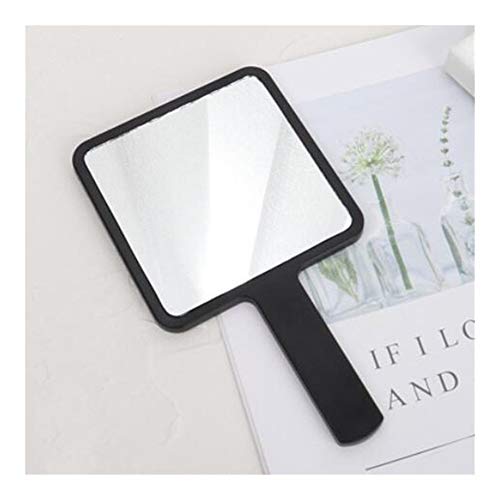 Preisvergleich Produktbild Spiegel Quadratische Schminkspiegel Handspiegel Griff Bad Spiegel Handspiegel Salon Make-up Schminkspiegel Kosmetik-Box Frauen (Color : Black)