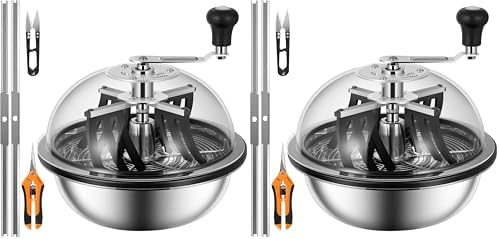 VIVOSUN 13 inch Bud Leaf Bowl Trimmer- Clear Visibility Dome, Sharp Stainless Steel Blades for Spin Cut & Solid Metal Gear Box, Hand Pruner Included (Upgraded Version) (Pack of 2)