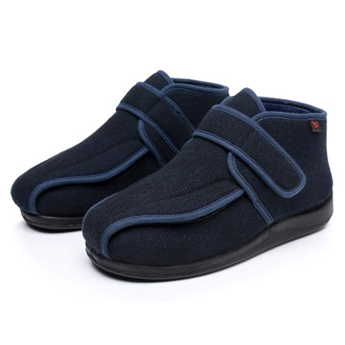 Zapatillas Calientes para Diabéticos Invierno Extra Ancho Hombre Mujer Zapatos Ortopédicos Pies Hinchados Casa Pantuflas Botines (Azul, L, Adulto, 36, Números, Sistema tallas calzado EU, X-Ancho)