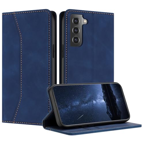 Mo-Beauty Funda para Samsung Galaxy S21, Funda Samsung S21 con Tapa, Galaxy S21 Funda Móvil Funda Libro de Cuero con Cáscara de TPU, Tipo Libro Flip Wallet Caso, Funda Piel (Azul) 🔥