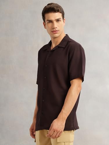 Image of Thomas Scott Men Premium Oversize Fit Casual Shirt | Short Sleeves | Camp Collar | Thai Crepe Polyester Fabric