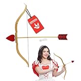 Morph Gold and Red Cupid Bow and Arrow Set - Lightweight Handheld Cupid Heart Arrow - Valentines Halloween Costume Accessory, Gold, One Size
