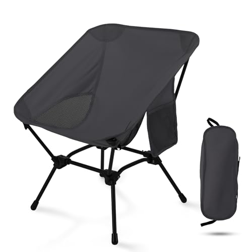 OCTOXEQA Black Portable Camping Chair - Adjustable Height...