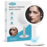 NICARE Makeup Mirror, Vanity Mirror with Lights, 1X/ 5X Magnifying & Lighted with 3 Colors, Magnetic