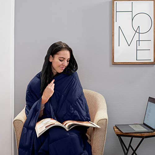 Superior Quilted Microfiber 10-Pound Weighted Throw Blanket 41" X 60", Navy Blue #TOP1
