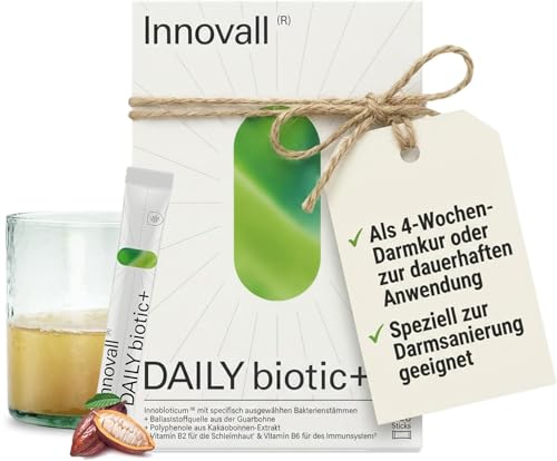Innovall DAILYbiotic+ 4in1 Superfood für Dein Darm Mikrobiom/Darmflora Bakterienkulturen Darmbakterien Lactobacillus reuteri & Präbiotika Pulver (14 Stk)