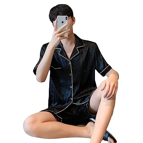 Pyjama en satin homme pour des nuits d'été fraîches en short de nuit jacquard décontracté