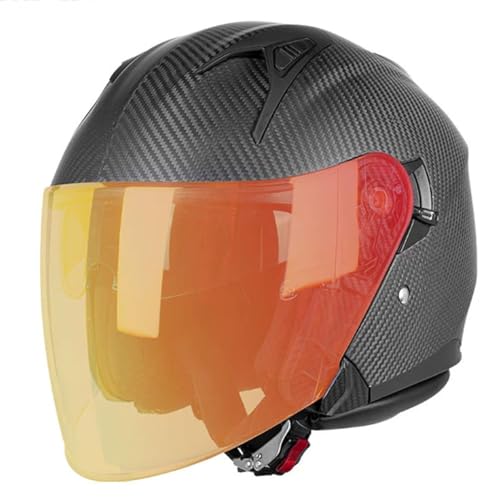 Casco de moto abierto jet de fibra de carbono casco de motocicleta scooter con visera solar 3XL