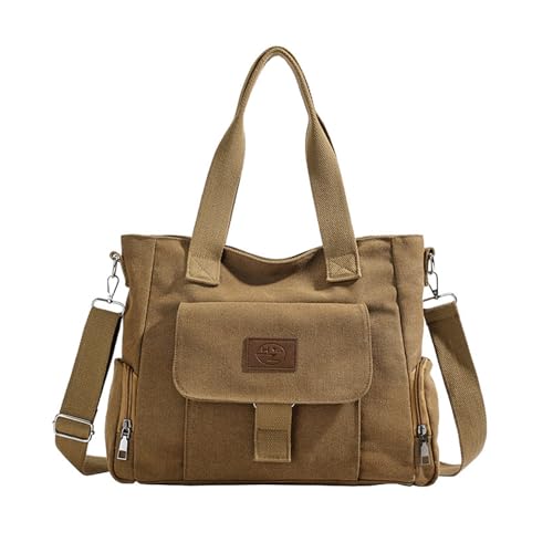 Women Canvas Crossbody Bag Large Capacity Shoulder Bag Handbag with Multiple Pockets Casual Top Handle Bag Tote Bag
