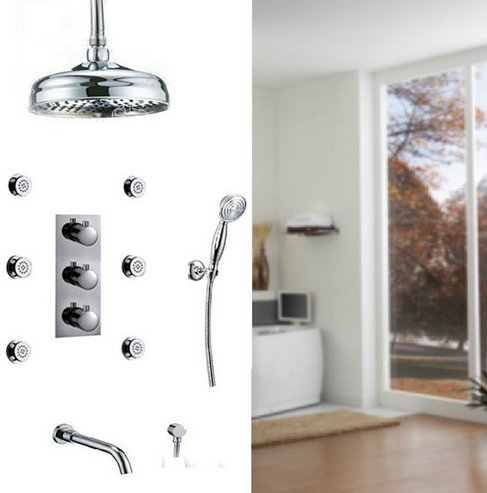 Ensemble de douche pluie pour une expérience spa avec colonne de massage 6 jets