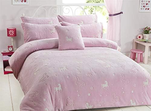 Teddy Sherpa Fleece Glow in The Dark Duvet Cover Sets Super Soft Warm Cosy Fleece Quilt Cover Sets Bedding Sets LW (Dinosaur, Single Duvet Set)