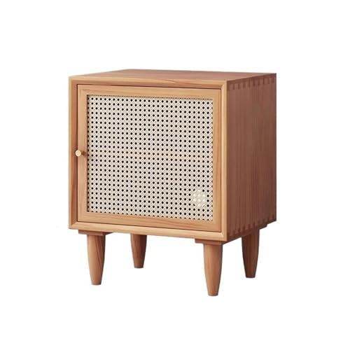 Mueble de madera para discos CD y mesilla de noche de mimbre 2