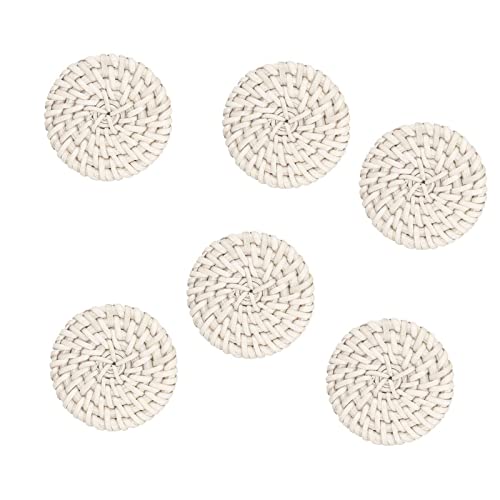 WANGCL 6pcs Rattan Dresser Knobs Handmade Wicker Woven Cabinet Knobs Dresser Handles Drawer Hardware Pulls (Beige) - Image 3