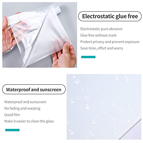 Derzgao Frosted Window Privacy Film, Pure Frosted Decorative Glass Film, Reused Non-Adhesive Static Cling For Door Home Bedroom Bathroom Office Meeting Room Garage (Pure Frosted 17.5X78.7Inch) #TOP2