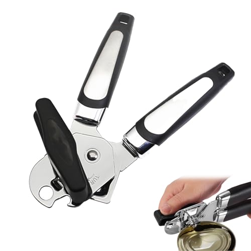 Lonwiner Ouvre-boîtes Manuel 3 en 1, Ouvre-boîtes vainqueur de tests, Ouvre-boîtes sans bords tranchants, Ouvre-boîtes sûr, Noir