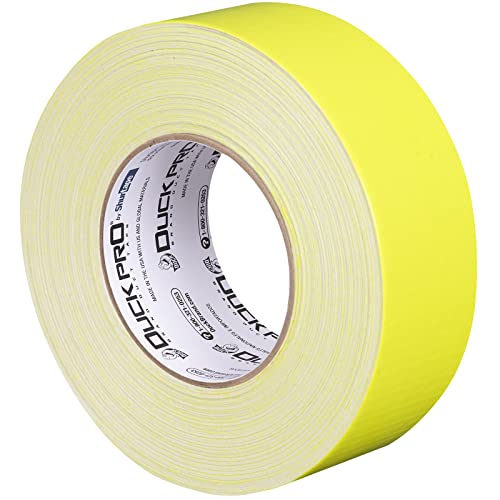 Image of Duck Pro by Shurtape General Purpose Grade, Specialty Grade, Fluorescent Cloth Duct Tape for Labeling, Floor Marking and Book Binding, 48mm x 60yd, 9.0 mil, Fluorescent Yellow, 1 Roll (105500)