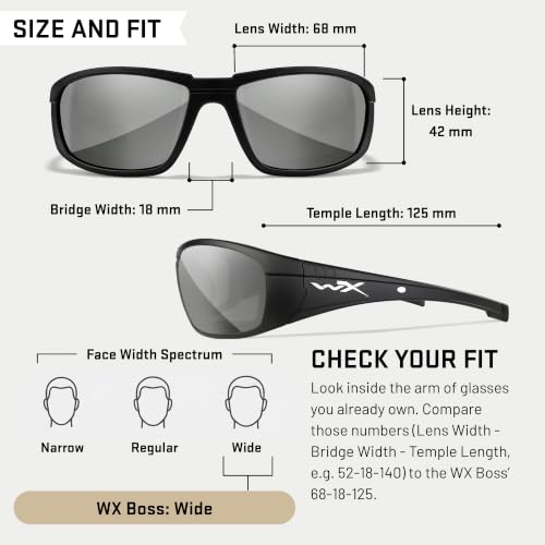 Image of Wiley X WX Boss Captivate Polarized Sunglasses, Safety Glasses for Men and Women, UV Eye Protection