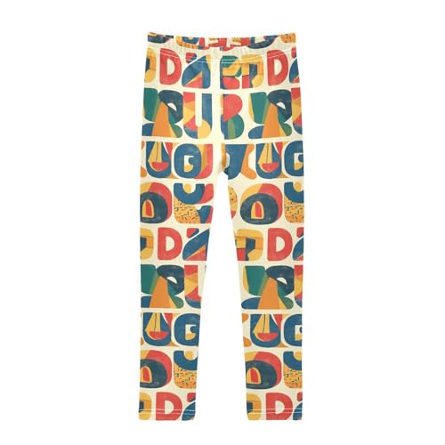 KLL Scandinavian Style Alphabet Toddler Girl Legging Stretch High Waisted Leg Yoga Pants Running