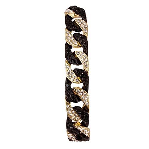 Charles Raymond Mens Womens Cz Miami Cuban Link Hip Hop Iced Out Bracelet With Bling Blling Rhinestones - Bb001 (Gold-Black) #TOP1