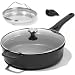 ESLITE LIFE Deep Frying Pan with Lid Nonstick Saute Pan with Granite Coating, 11 Inch (5Quart)