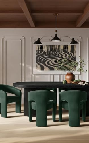 Chaise de salle à manger moderne Alba velours vert forêt d'appoint - 3