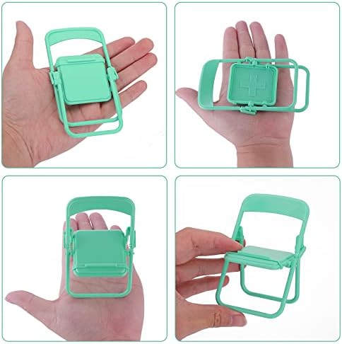 Cobee Mini Chair Foldable House Model Dollhouse Toys- Phone Holder Longue Chair Desktop Decoration, Mini Furniture Indoor Accessories Macaron Color (Green)