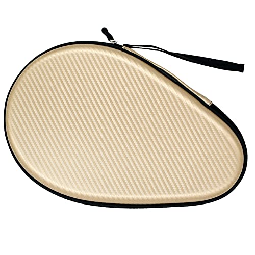 Rintifia® Ping Pong Paddles Case Hard Shell，Convenient Gift For Table Tennis Fans To Carry Their Bats Waterproof And Drop-Proof Holds 1 Killer Racquet Or 2 Short-Handled Racquets(Pale Gold #TOP12
