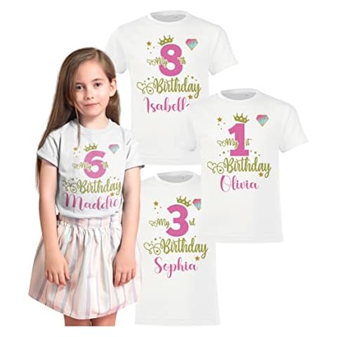 Personalised Pink Princess Birthday T-Shirt for Girls Cover